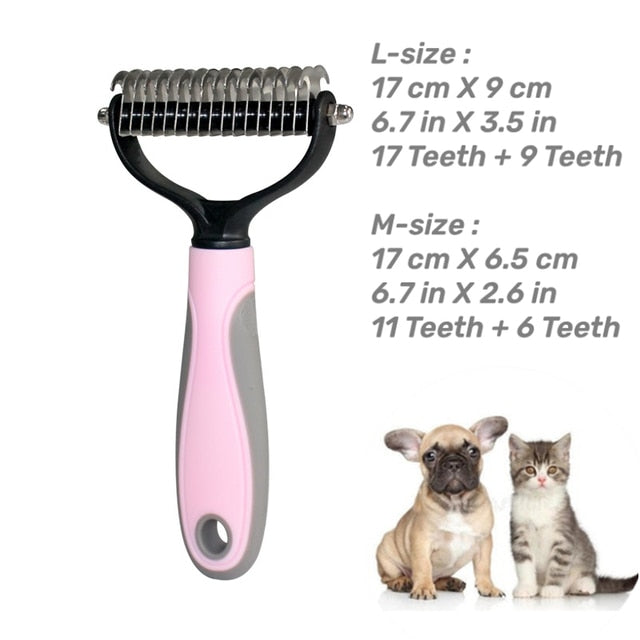 Professional Pet Deshedding Brush 2 Sided Dematting Dog Comb Cat Brush