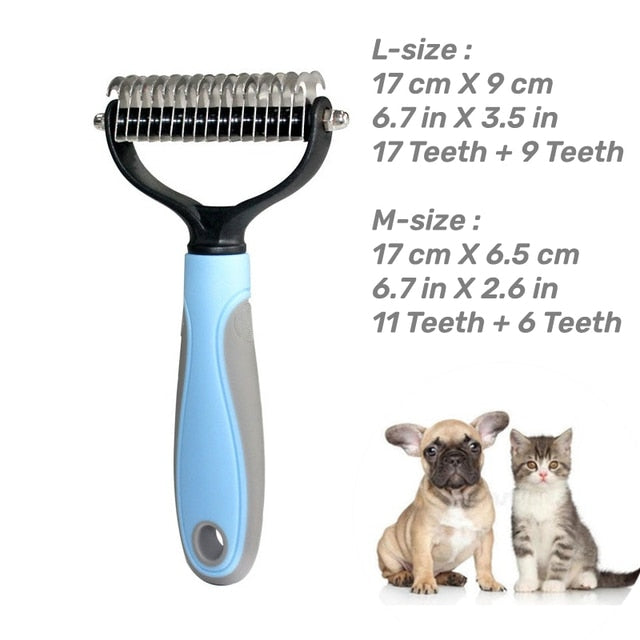 Professional Pet Deshedding Brush 2 Sided Dematting Dog Comb Cat Brush